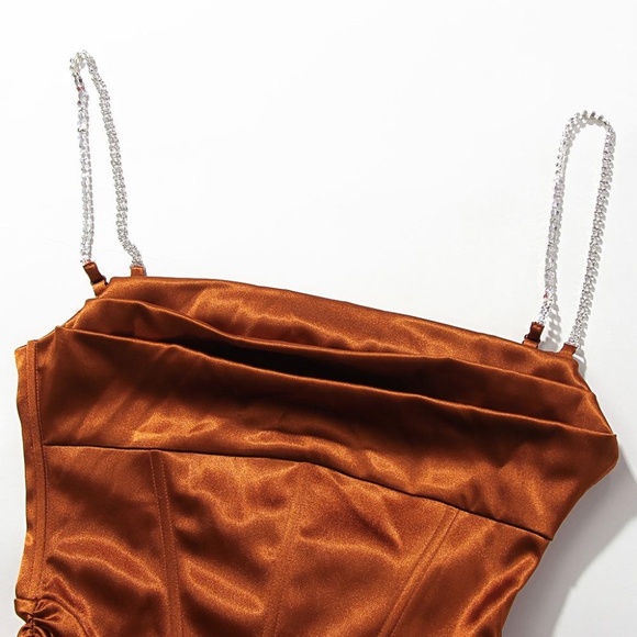 Sexy Corset Bodice Cocktail Dress. Burnt Orange - Picture 9 of 16